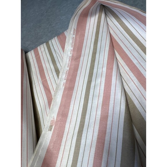Vintage Concord Fabrics Pink & Taupe Striped Cotton Fabric 1/2 yard x 45" - Picture 3 of 3